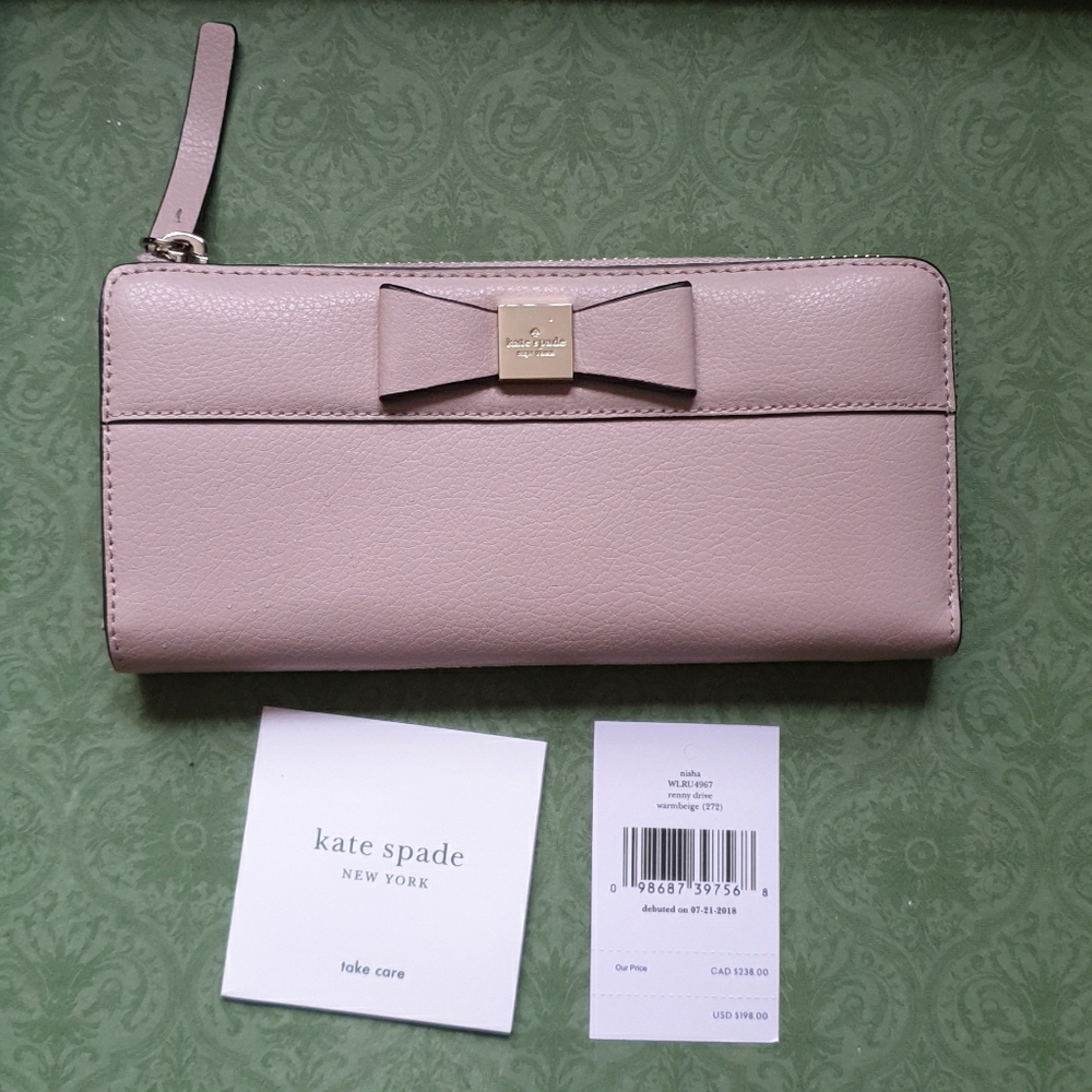 Kate Spade Nisha Zip Wallet in Warm Beige